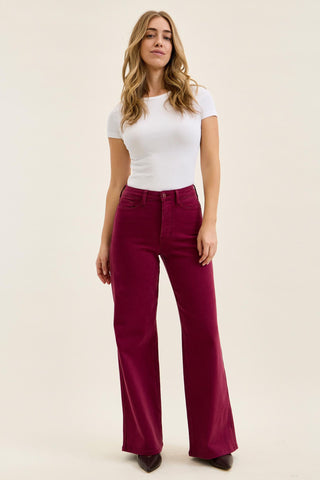 Judy Blue High Waist Tummy Control Boysenberry Retro Wide Leg Denim Jeans 881168