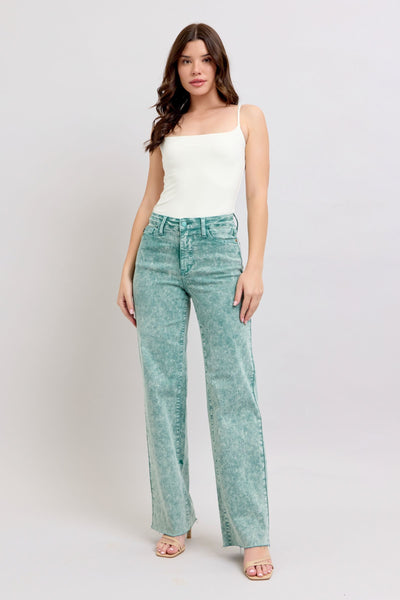 Judy Blue High Waist Garment Dyed Sea Green Dad Denim Jeans 88966-Jeans-Sunshine and Wine Boutique