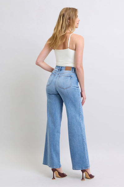 Judy Blue High Waist Vintage Wash Retro Wide Leg Denim Jeans 82625-Jeans-Sunshine and Wine Boutique