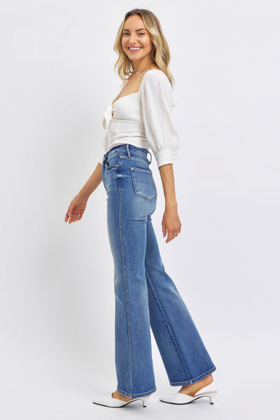 Judy Blue High Waist Tummy Control Contrast Flare Denim 88855-Jeans-Sunshine and Wine Boutique