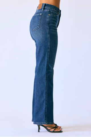 Judy Blue Mid Rise Tummy Control Classic Straight Denim Jeans 88861 - Petite