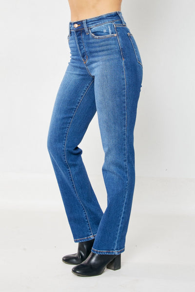 Judy Blue High Waist Hidden Button Fly Dad Denim 82556-Jeans-Sunshine and Wine Boutique