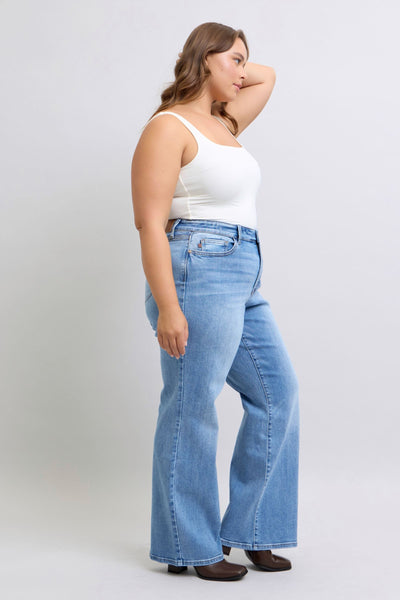 Judy Blue High Waist Vintage Wash Retro Wide Leg Denim Jeans 82625-Jeans-Sunshine and Wine Boutique