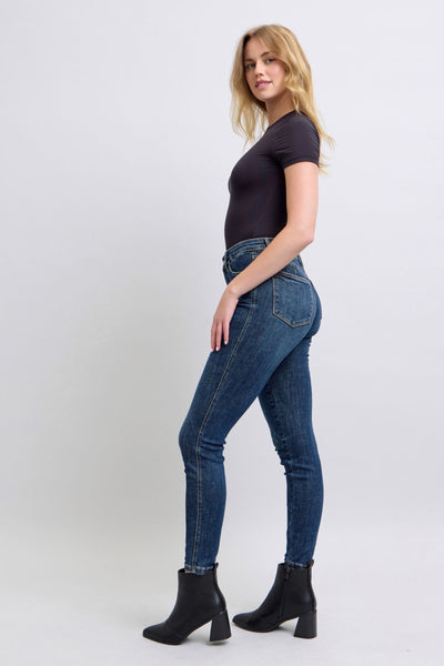 Judy Blue Mid Rise Tummy Control Classic Vintage Skinny Denim Jeans 88881-Jeans-Sunshine and Wine Boutique