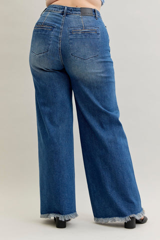 Judy Blue High Waist Column Button Fly & Back Welt Pockets Straight Denim Jeans 881001