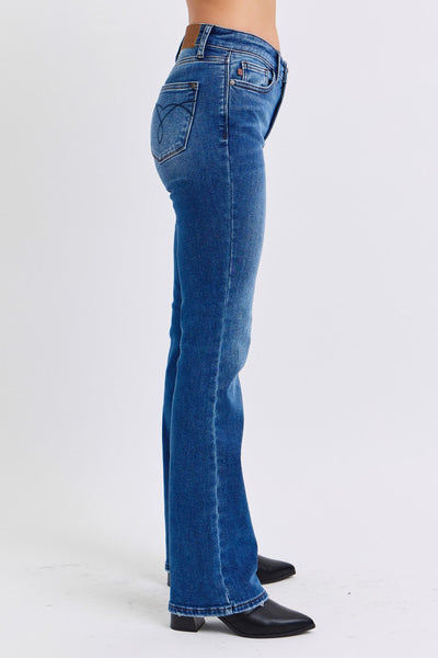 Judy Blue Mid Rise Thermal Bootcut Denim Jeans 82621-Jeans-Sunshine and Wine Boutique