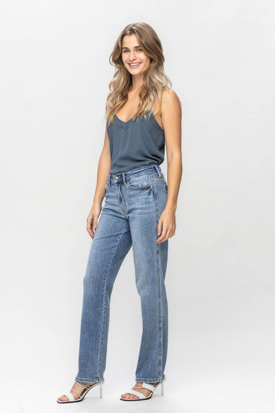 Judy Blue Mid Rise Yoke Cell Phone Pocket “Dad” Denim 82540-Jeans-Sunshine and Wine Boutique
