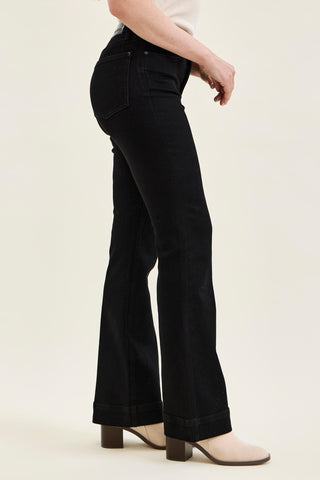 Judy Blue High Waist Tummy Control Black Daisy Bootcut Denim Jeans 881242