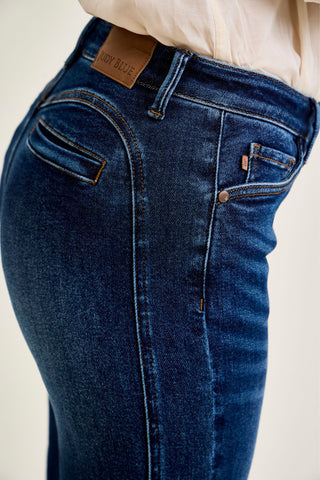 Judy Blue Mid Rise Cowgirl Seaming Alex Bootcut Denim Jeans 881124