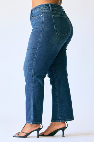 Judy Blue Mid Rise Tummy Control Classic Straight Denim Jeans 88861 - Petite