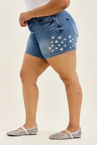 Judy Blue High Waist Star Splatter Slim Denim Short 150377