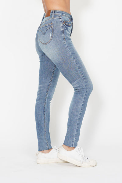 Judy Blue High Waist Tummy Control Vintage Shield Skinny Denim 88871-Jeans-Sunshine and Wine Boutique