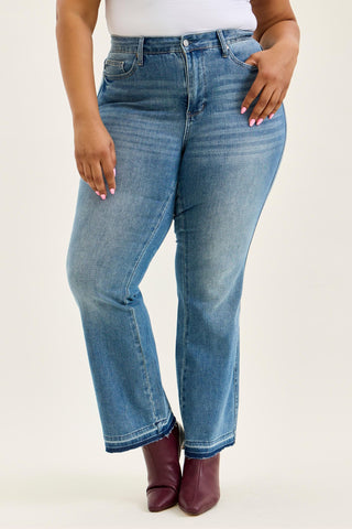 Judy Blue Mid Rise Tummy Control Release Hem Slim Bootcut Denim Jeans 881056
