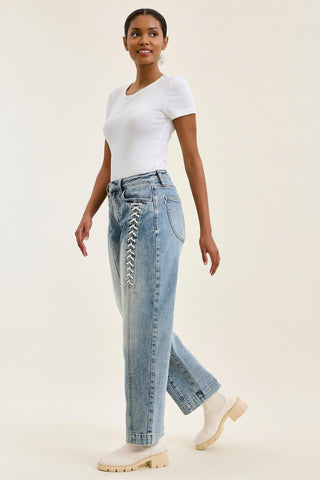 Judy Blue High Waist Rigid Magic Lace Up Marlow Arc Denim Jeans 881175