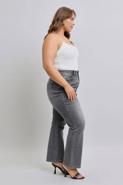 Judy Blue High Waist Rhinestone Gray Straight Denim Jeans 88919-Jeans-Sunshine and Wine Boutique