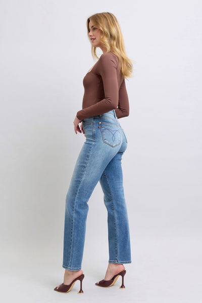 Judy Blue High Rise Vintage Wash Thermal Straight Denim Jeans 82632-Jeans-Sunshine and Wine Boutique