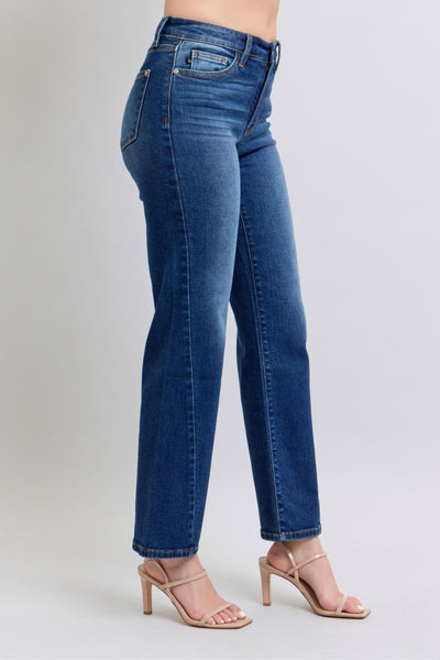 Judy Blue Mid Rise Side Seam Detail Straight Denim Jeans 82629-Jeans-Sunshine and Wine Boutique