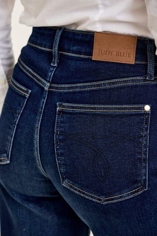 Judy Blue High Waist Lux Dark Twighlight Retro Wide Leg Denim Jeans 82748 - Petite