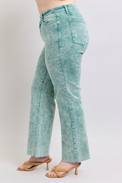 Judy Blue High Waist Garment Dyed Sea Green Dad Denim Jeans 88966-Jeans-Sunshine and Wine Boutique