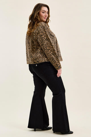 Judy Blue Rigid Magic Cicly Leopard Print Denim Jacket 7891