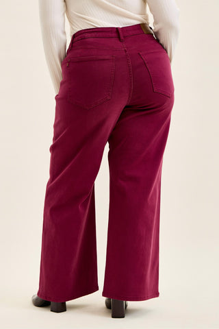 Judy Blue High Waist Tummy Control Boysenberry Retro Wide Leg Denim Jeans 881168