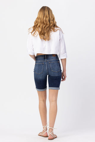 Judy Blue High Waist Bermuda Cuffed Denim Short 15225