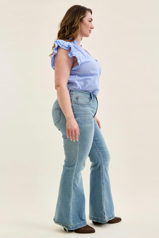 Judy Blue Mid Rise Flare Denim Jeans 82718 - 3 Inseam Options