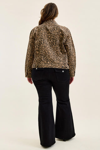 Judy Blue Rigid Magic Cicly Leopard Print Denim Jacket 7891