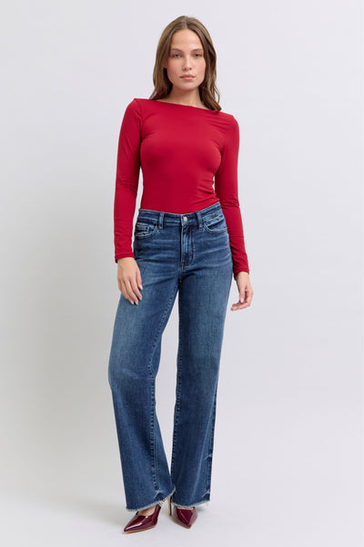 Judy Blue Mid Rise Wide Leg w/ Tint Denim Jeans 82640-Jeans-Sunshine and Wine Boutique