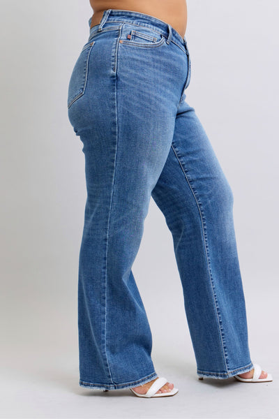 Judy Blue High Waist V-Front Vintage Wash Straight Denim Jeans 82623-Jeans-Sunshine and Wine Boutique