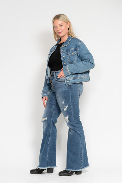 Judy Blue Classic Vintage Wash Denim Jacket 7877-Jeans-Sunshine and Wine Boutique