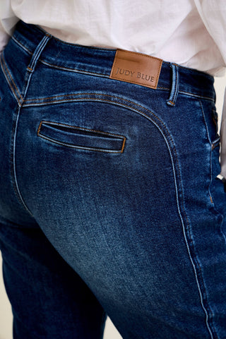 Judy Blue Mid Rise Cowgirl Seaming Alex Bootcut Denim Jeans 881124