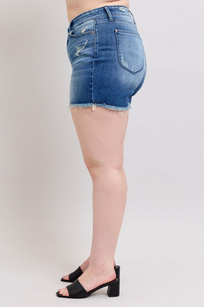 Judy Blue High Waist V Front w/ Shield Pockets Denim Short 15292-Shorts-Sunshine and Wine Boutique