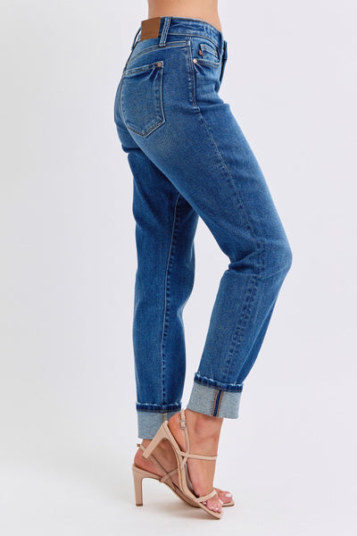 Judy Blue Mid Rise Vintage Wash Boyfriend Denim Jeans 82624-Jeans-Sunshine and Wine Boutique