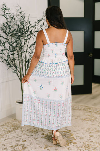 One Eleven North Eager Anticipation Mixed Print Midi Dress