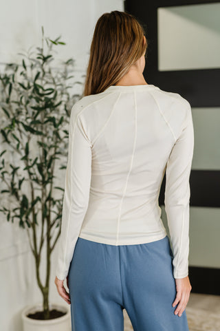 Mono B Effortless Edge Knit Henley Top in Natural