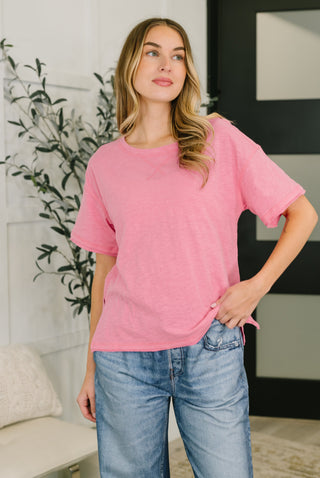 Zenana Effortless Edit Boxy Tee in Candy Pink