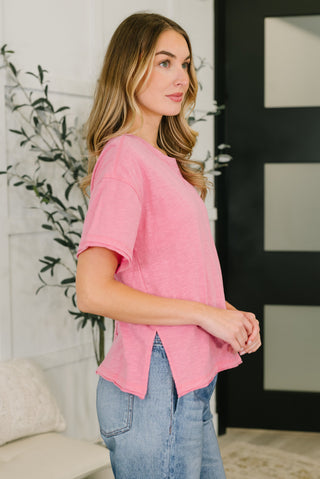 Zenana Effortless Edit Boxy Tee in Candy Pink