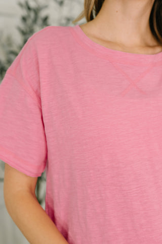 Zenana Effortless Edit Boxy Tee in Candy Pink