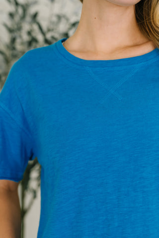 Zenana Effortless Edit Boxy Tee in Deep Sky