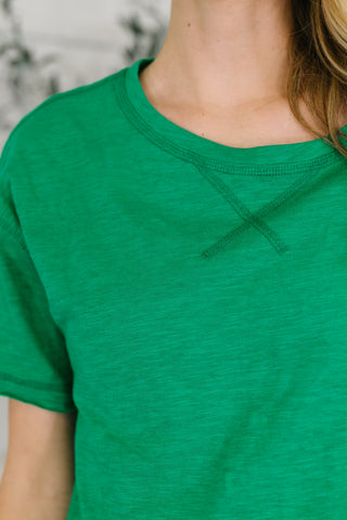 Zenana Effortless Edit Boxy Tee in Kelly Green