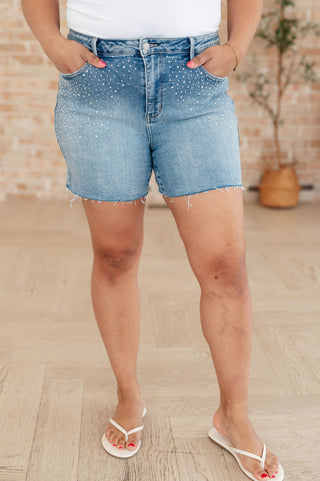 Judy Blue Elle High Rise Rhinestone Cutoff Shorts - Exclusive