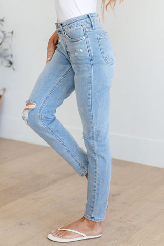 Judy Blue Eloise Mid Rise Control Top Distressed Skinny Jeans - Exclusive