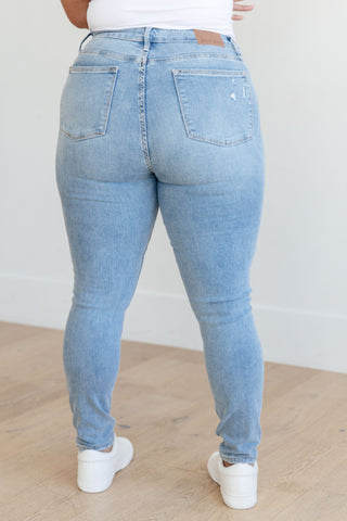 Judy Blue Eloise Mid Rise Control Top Distressed Skinny Jeans - Exclusive