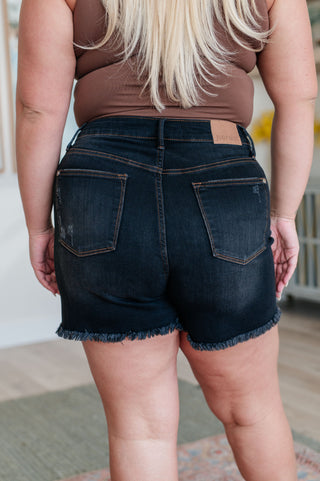 Judy Blue Ember High Rise Control Top Fray Hem Shorts - Exclusive
