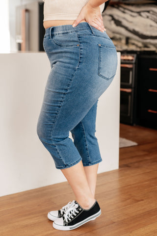 Judy Blue Emily High Rise Cool Denim Pull On Capri Jeans - Exclusive