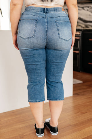 Judy Blue Emily High Rise Cool Denim Pull On Capri Jeans - Exclusive