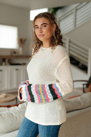 Shopin La End of the Story Striped Sleeve Sweater