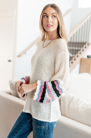 Shopin La End of the Story Striped Sleeve Sweater