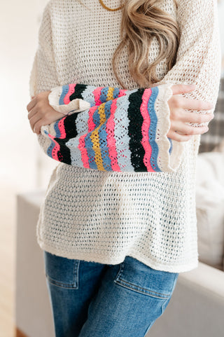 Shopin La End of the Story Striped Sleeve Sweater
